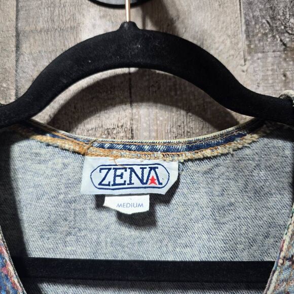 Zena Vintage 80s Floral Denim Jean Vest - Picture 5 of 6